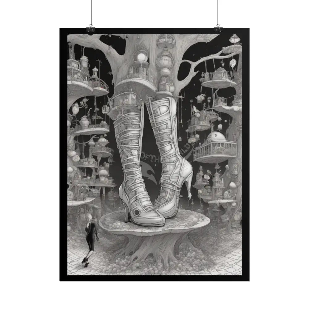 Trippy Funky Giant Gothic Weird Steampunk High Heel Shoe - Clean Fetish Boot Feet Shoe High Heel Art Print Poster Poster