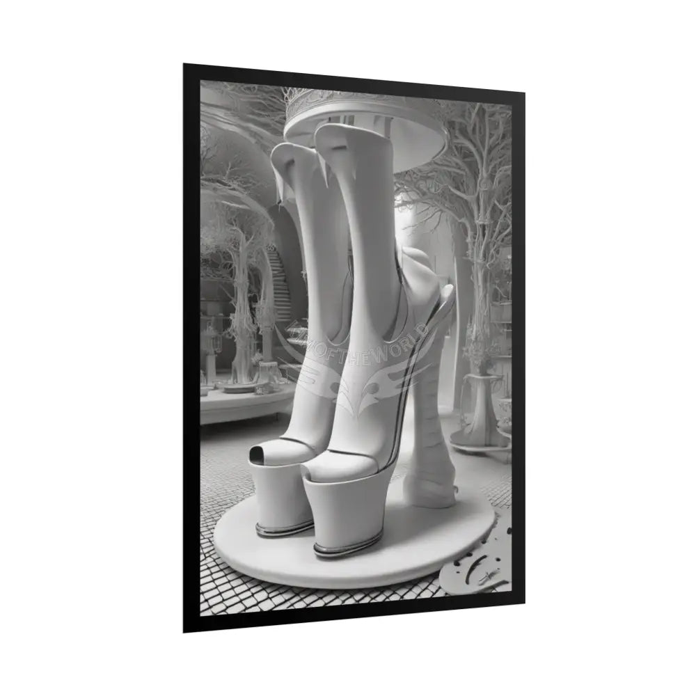 Trippy Funky Giant Gothic Weird Steampunk High Heel Shoe - Clean Fetish Boot Feet Shoe High Heel Art Print Poster Poster