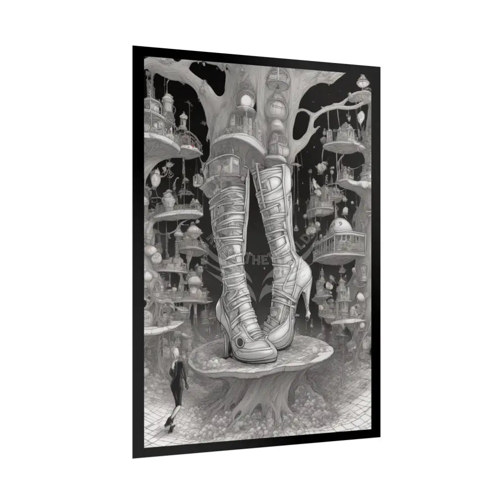 Trippy Funky Giant Gothic Weird Steampunk High Heel Shoe - Clean Fetish Boot Feet Shoe High Heel Art Print Poster Poster