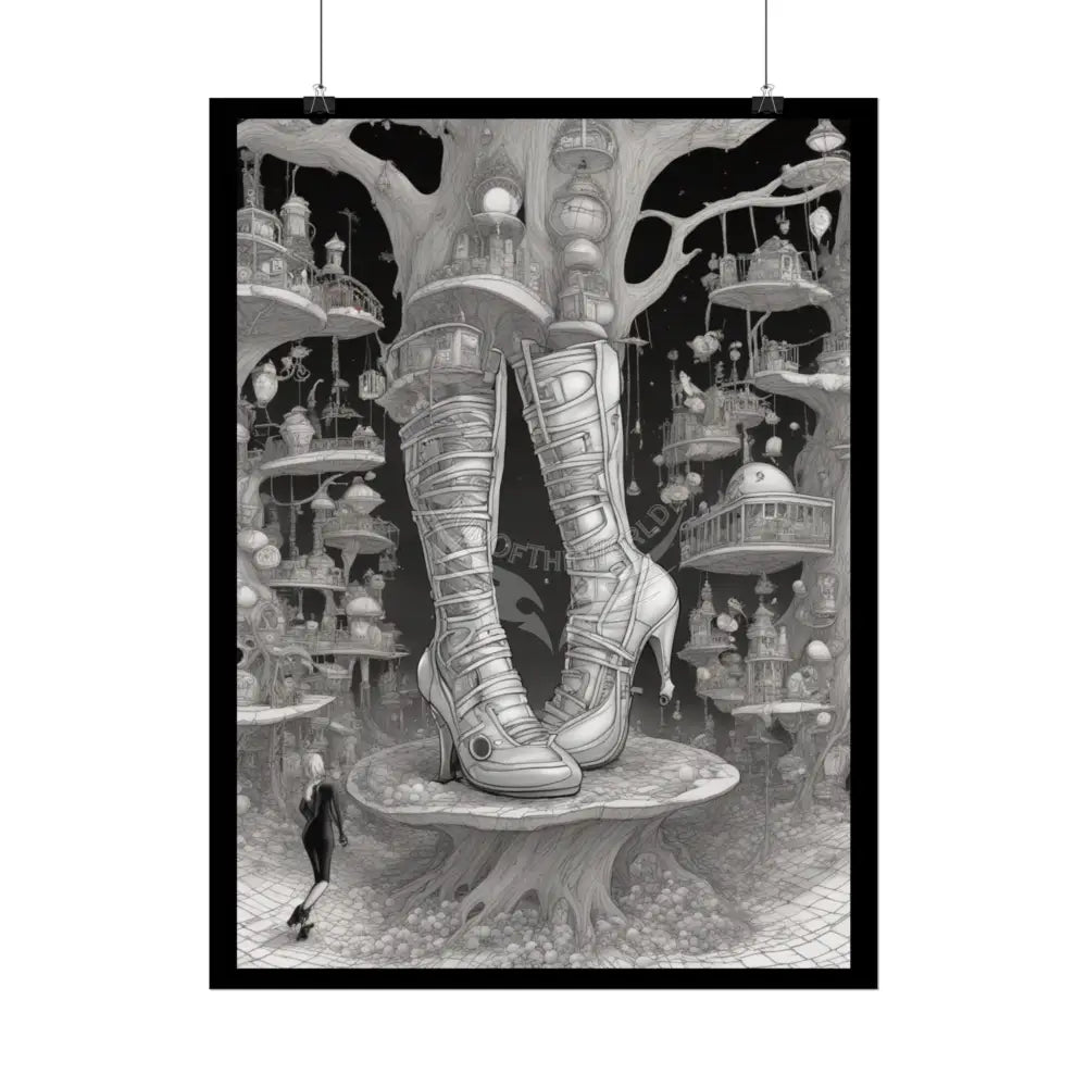Trippy Funky Giant Gothic Weird Steampunk High Heel Shoe - Clean Fetish Boot Feet Shoe High Heel Art Print Poster Poster