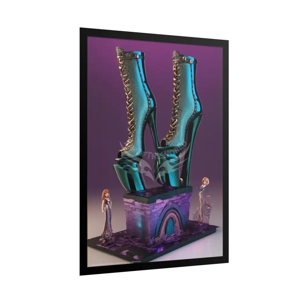 Trippy Funky Giant Gothic Weird Steampunk High Heel Shoe - Clean Fetish Boot Feet Shoe High Heel Art Print Poster Poster