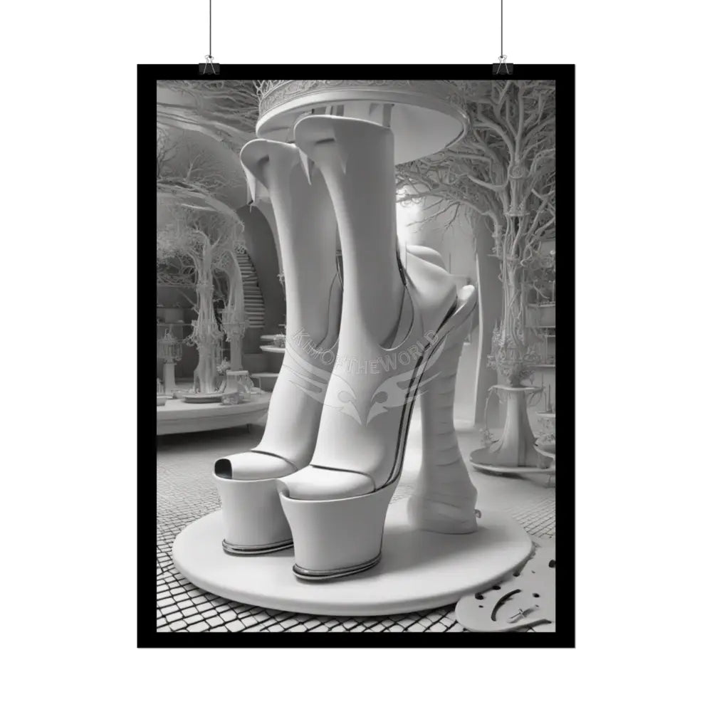 Trippy Funky Giant Gothic Weird Steampunk High Heel Shoe - Clean Fetish Boot Feet Shoe High Heel Art Print Poster Poster