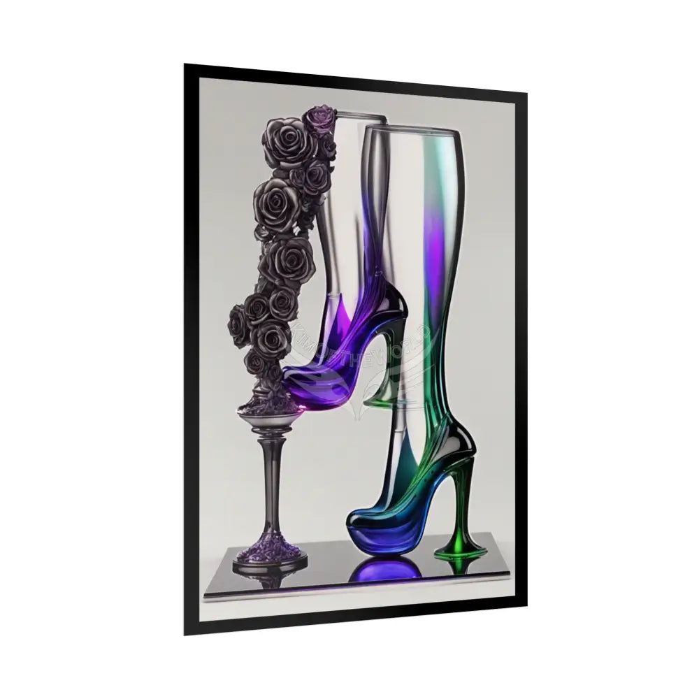 Trippy Funky Giant Gothic Weird Steampunk High Heel Shoe - Clean Fetish Boot Feet Shoe High Heel Art Print Poster Poster