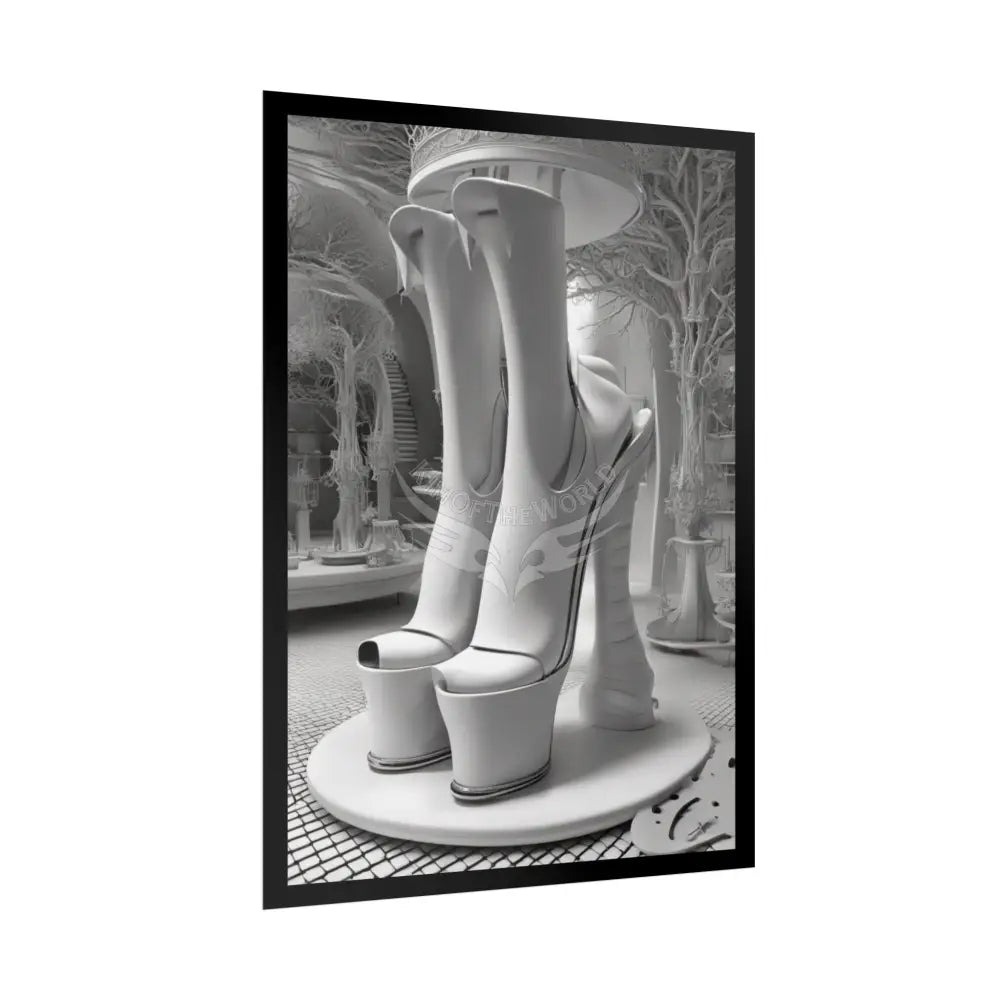Trippy Funky Giant Gothic Weird Steampunk High Heel Shoe - Clean Fetish Boot Feet Shoe High Heel Art Print Poster Poster