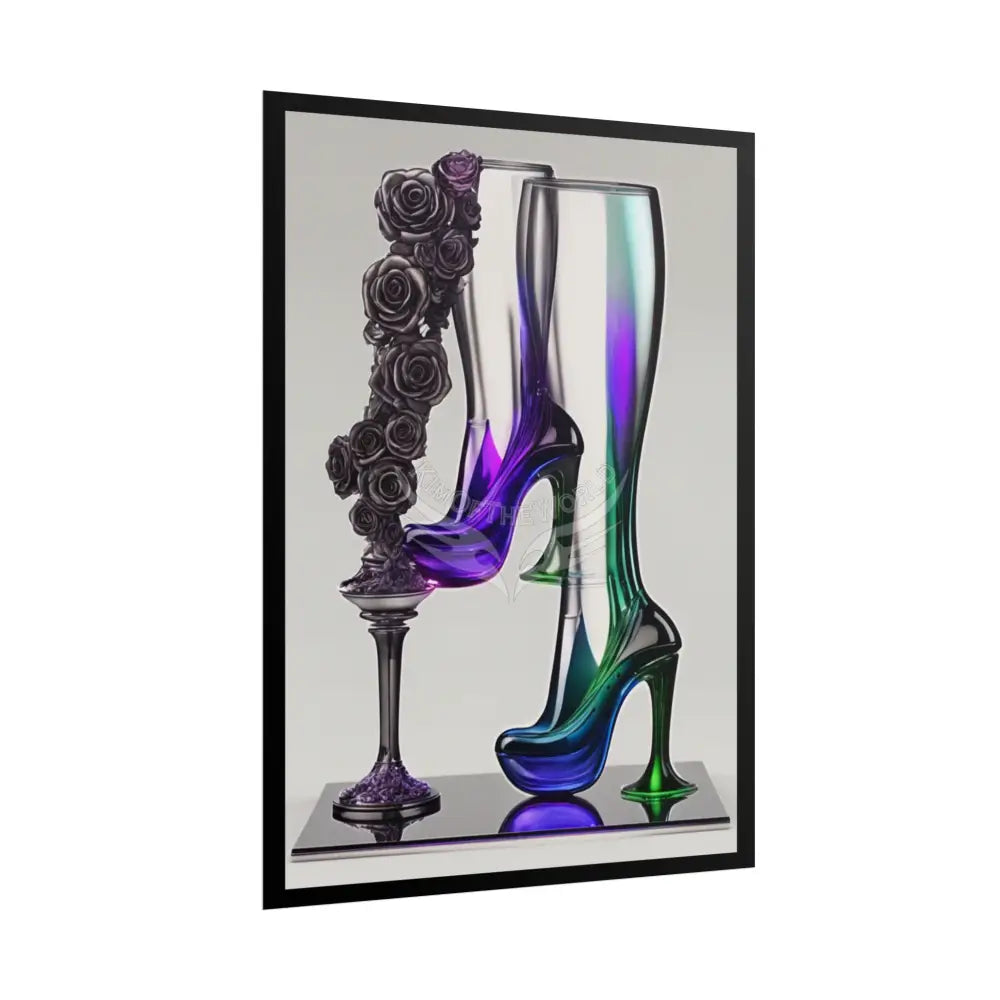 Trippy Funky Giant Gothic Weird Steampunk High Heel Shoe - Clean Fetish Boot Feet Shoe High Heel Art Print Poster Poster