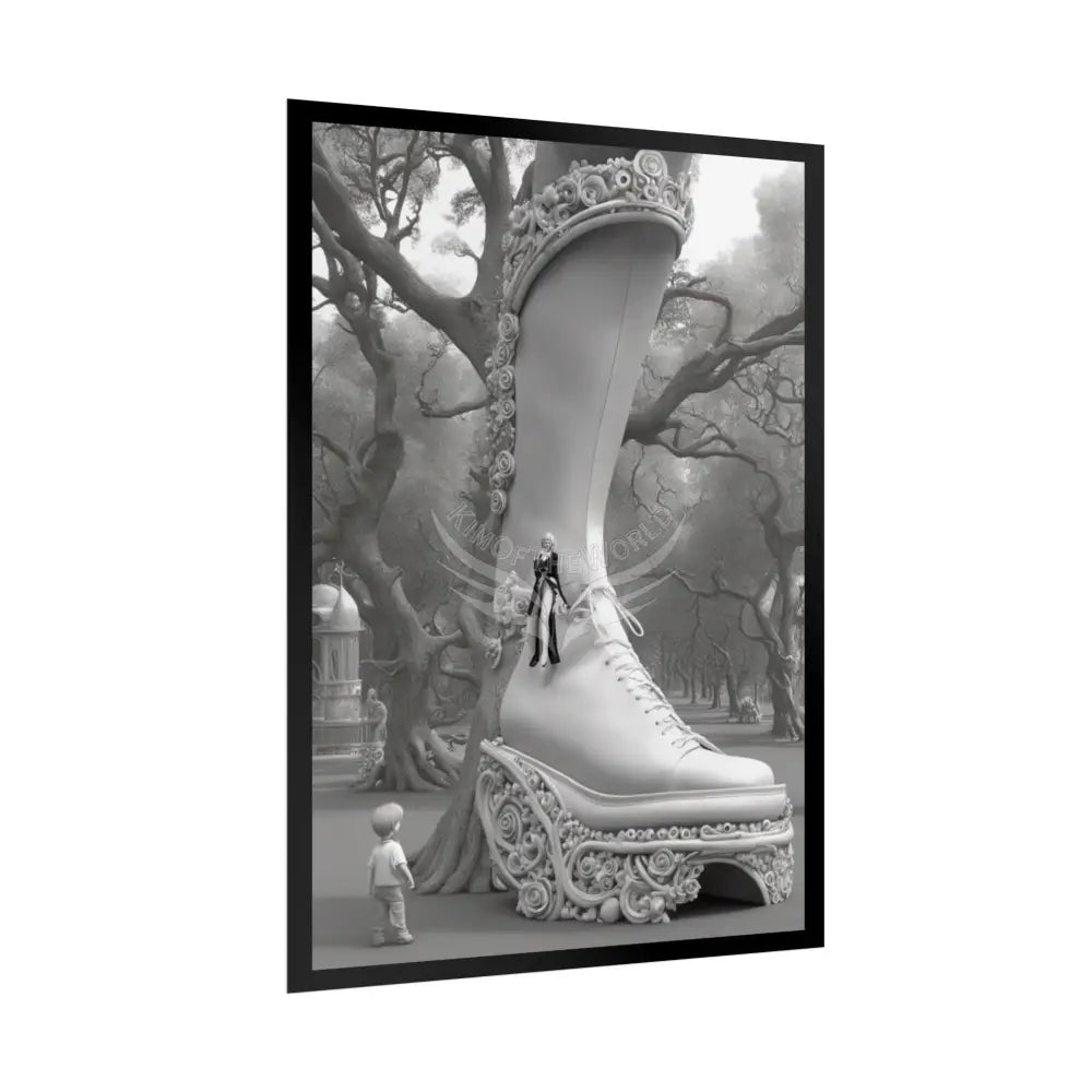Trippy Funky Giant Gothic Weird Steampunk High Heel Shoe - Clean Fetish Boot Feet Shoe High Heel Art Print Poster Poster