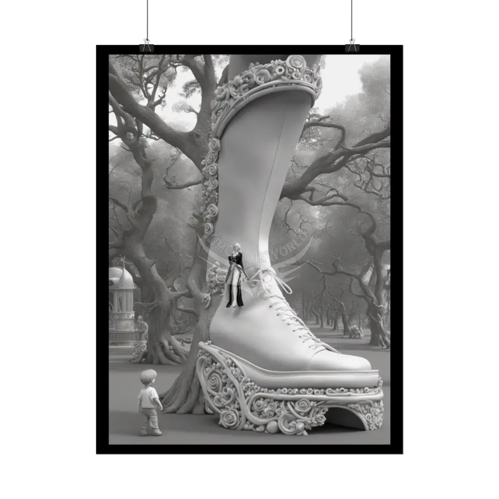 Trippy Funky Giant Gothic Weird Steampunk High Heel Shoe - Clean Fetish Boot Feet Shoe High Heel Art Print Poster Poster