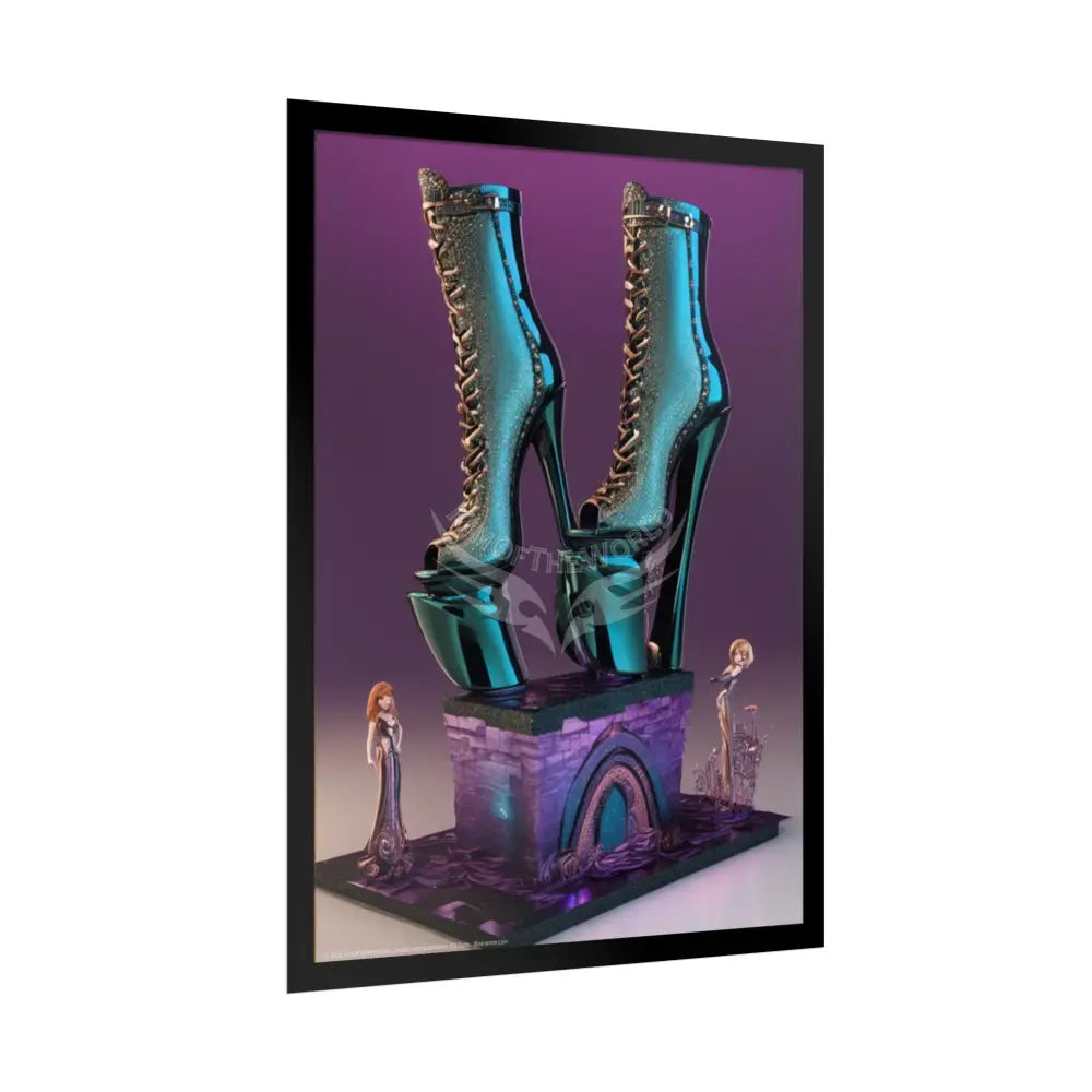 Trippy Funky Giant Gothic Weird Steampunk High Heel Shoe - Clean Fetish Boot Feet Shoe High Heel Art Print Poster Poster