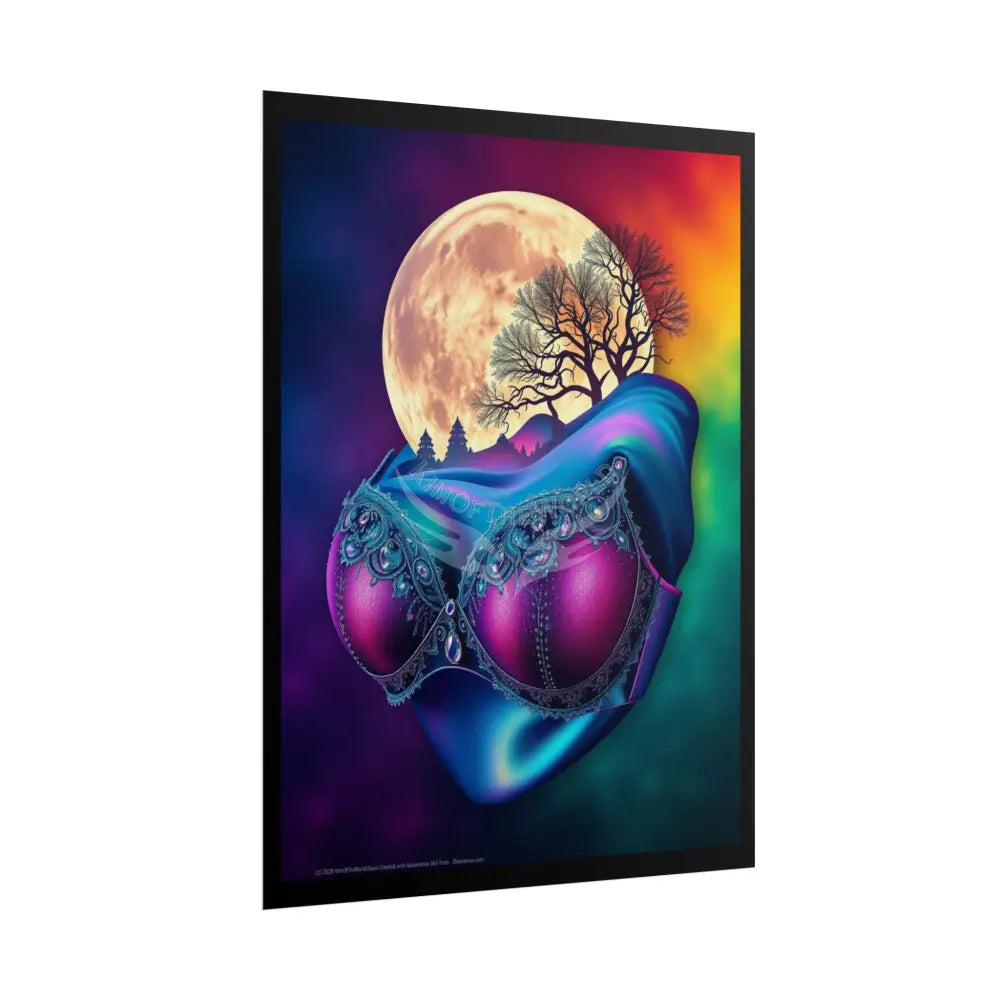 Trippy Giant Moon Lady Double Exposure 3D Vaporware Art - Rolled Poster Poster