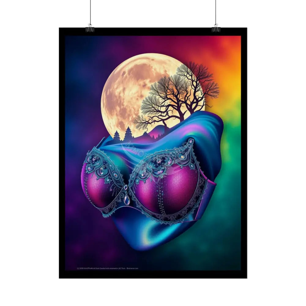 Trippy Giant Moon Lady Double Exposure 3D Vaporware Art - Rolled Poster Poster