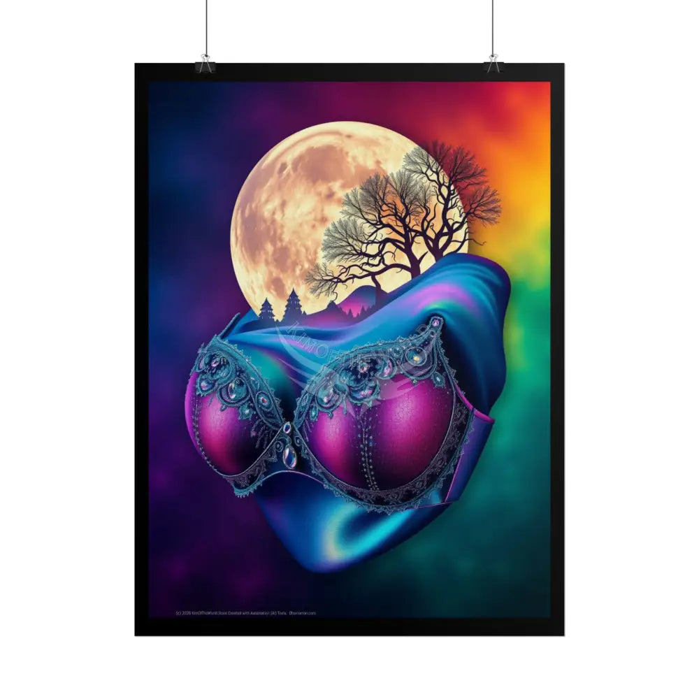 Trippy Giant Moon Lady Double Exposure 3D Vaporware Art - Rolled Poster Poster