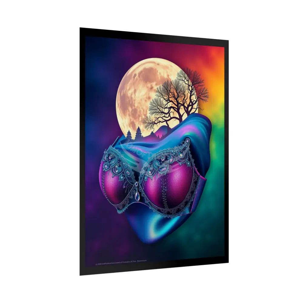 Trippy Giant Moon Lady Double Exposure 3D Vaporware Art - Rolled Poster Poster