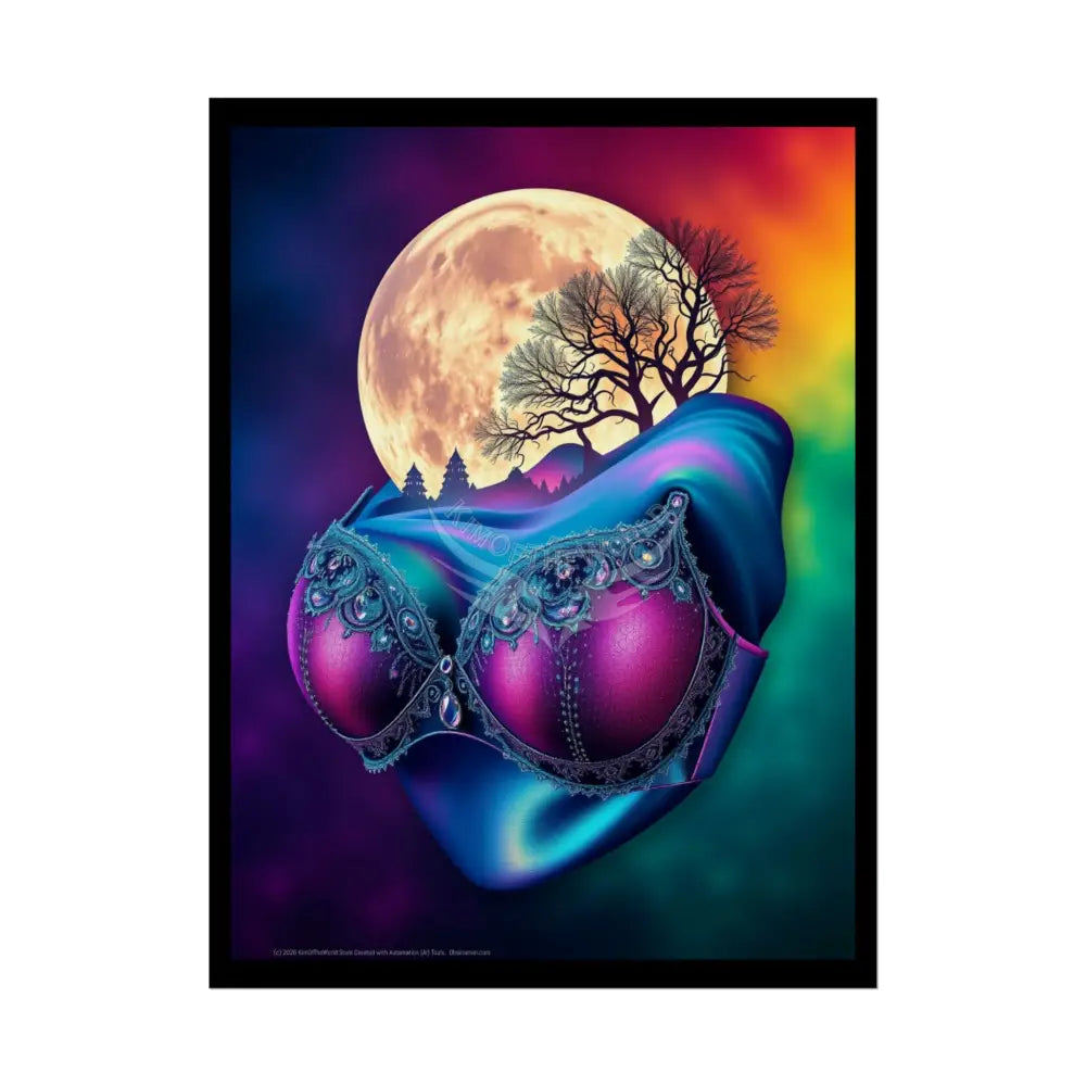 Trippy Giant Moon Lady Double Exposure 3D Vaporware Art - Rolled Poster Poster