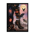 Trippy Shoe Poster — Funky Split-Shoe Art Print with Gothic Moon & Mini Worlds 18″ x 24″ (Vertical) / Semi Glossy Poster