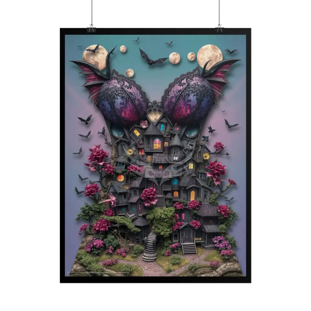 Trippy Surreal 3D Corset Form Village - Rolled Poster Poster