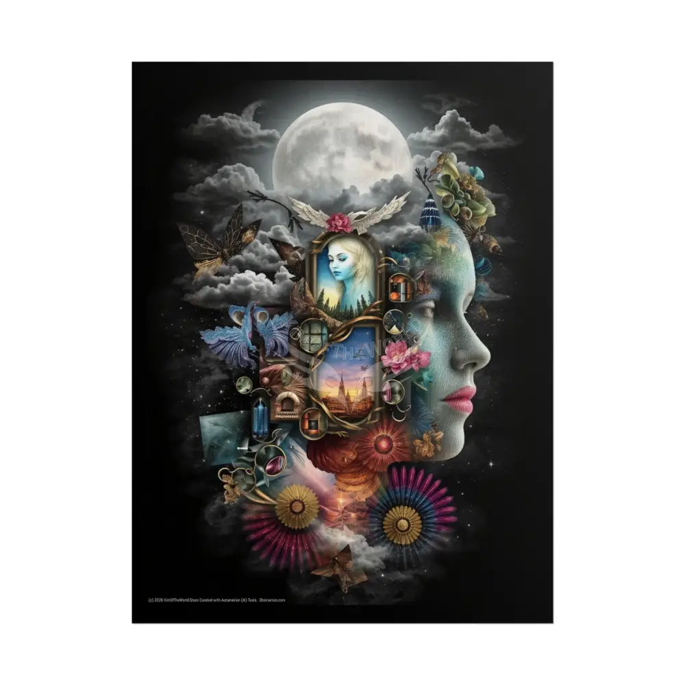 Trippy Surreal 3D Double Exposure Lady - Rolled Poster 18″ x 24″ (Vertical) / Matte Poster
