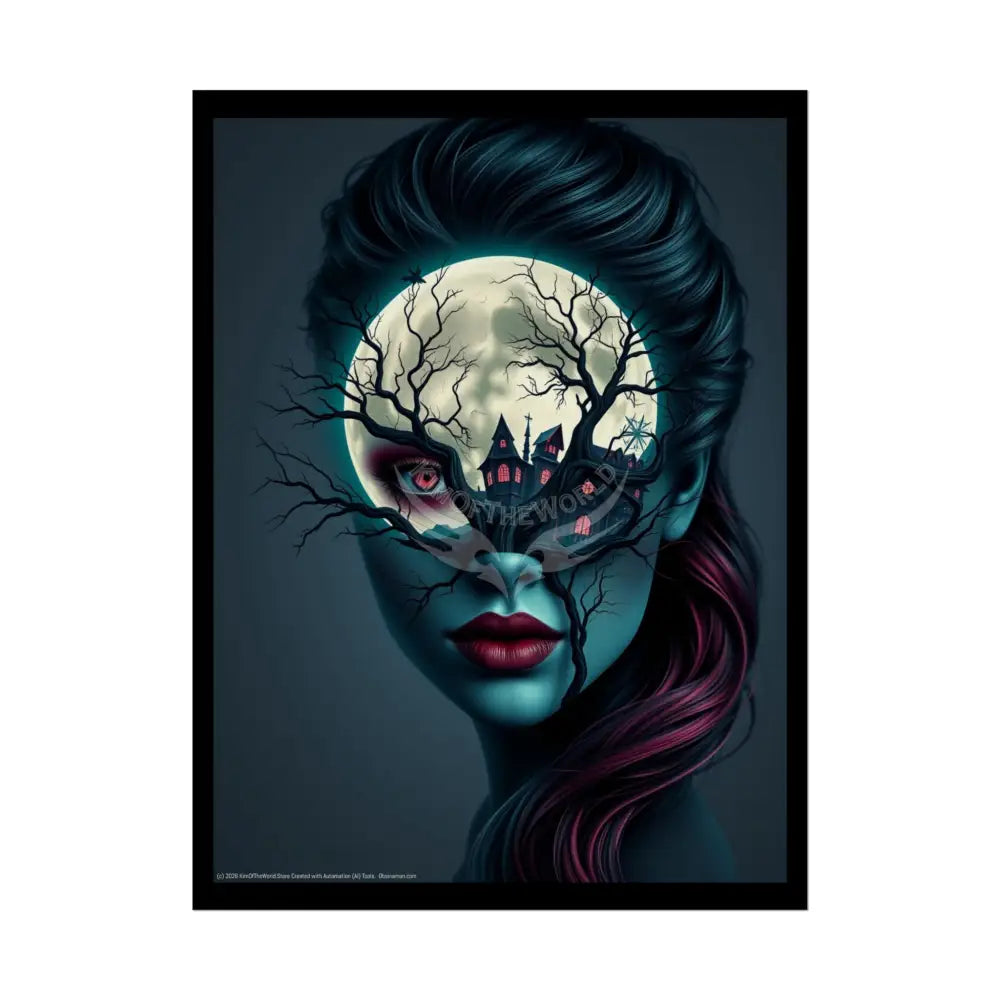 Trippy Surreal 3D Double Exposure Lady - Rolled Poster 18″ x 24″ (Vertical) / Semi Glossy Poster