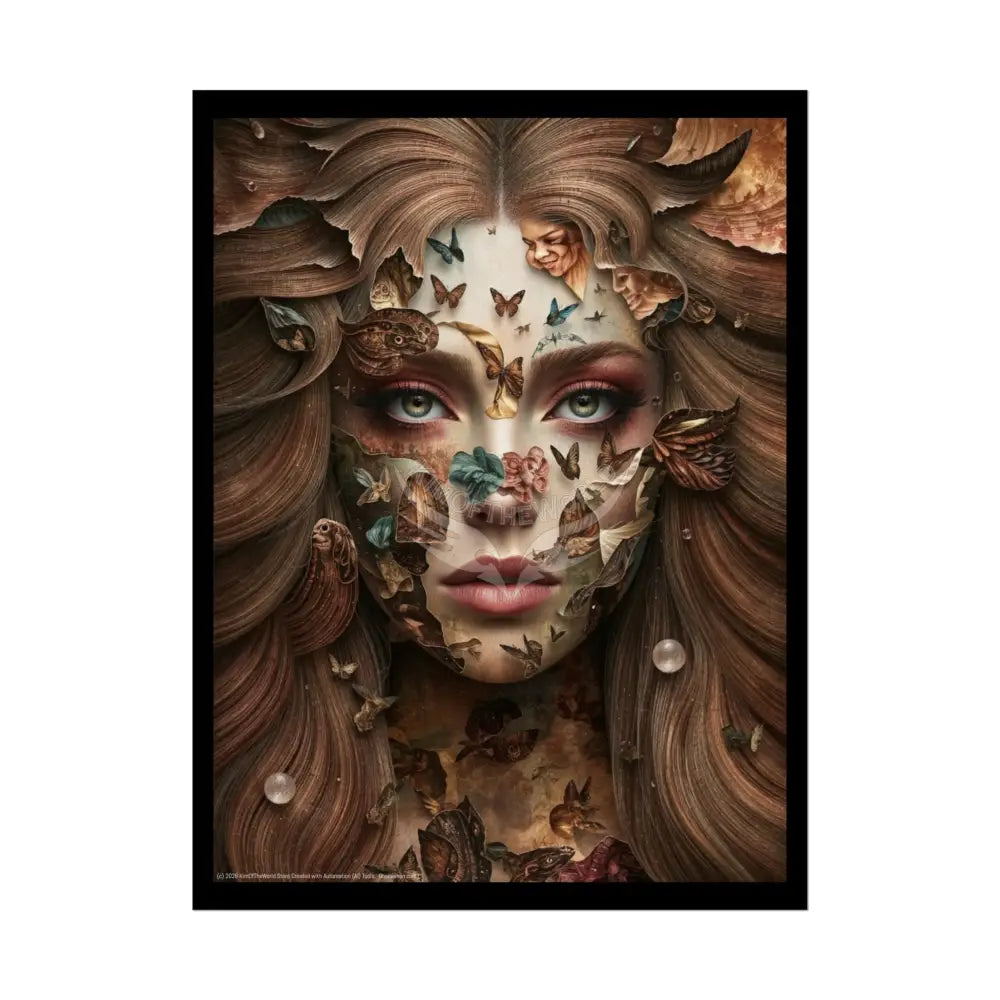 Trippy Surreal 3D Double Exposure Lady - Rolled Poster 18″ x 24″ (Vertical) / Semi Glossy Poster