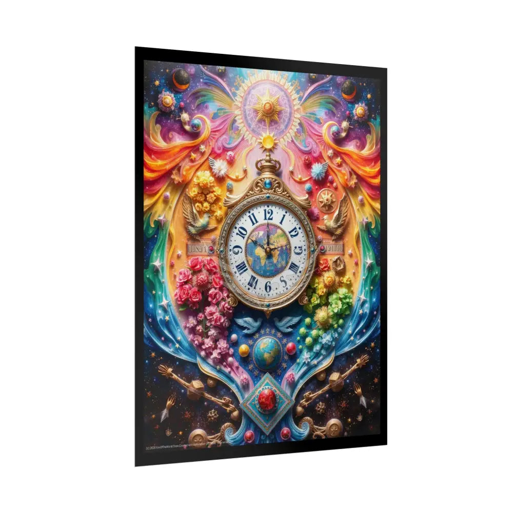 Trippy Surreal 3D Elemental Floral TimeClock Cosmic - Rolled Poster Poster