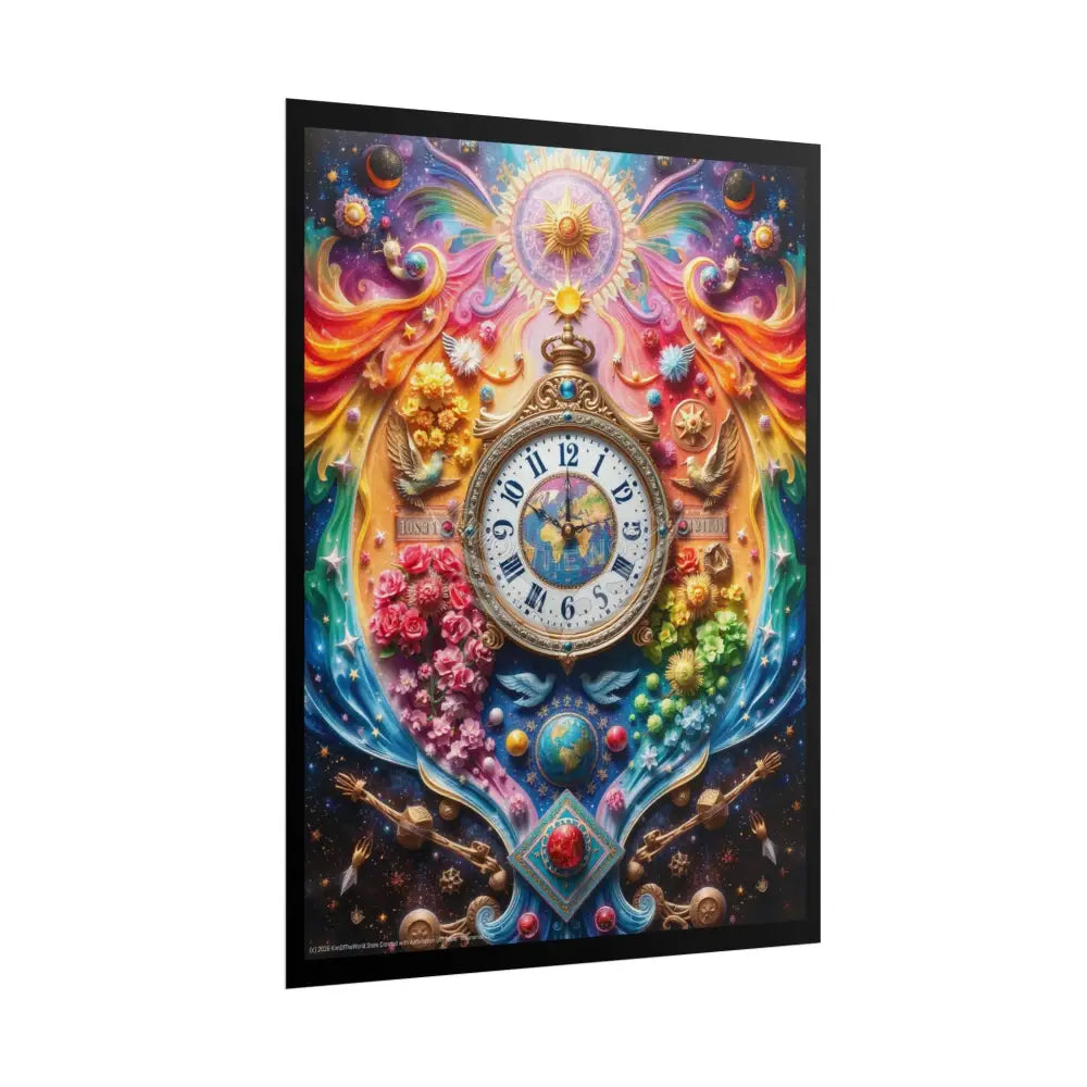 Trippy Surreal 3D Elemental Floral TimeClock Cosmic - Rolled Poster Poster
