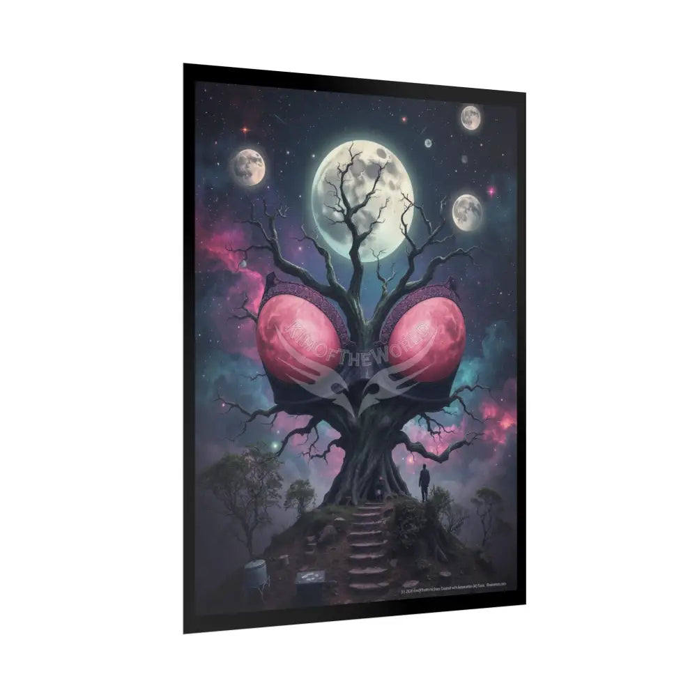 Trippy Surreal 3D Giant Moon Tree Bra Form Giantess Tall Girlfriend Lady - Rolled Poster Poster