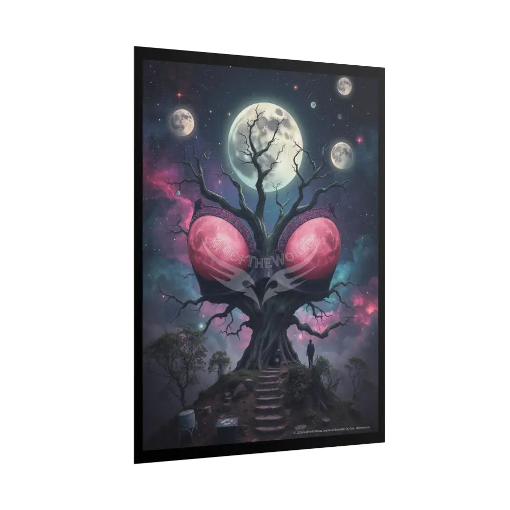 Trippy Surreal 3D Giant Moon Tree Bra Form Giantess Tall Girlfriend Lady - Rolled Poster Poster