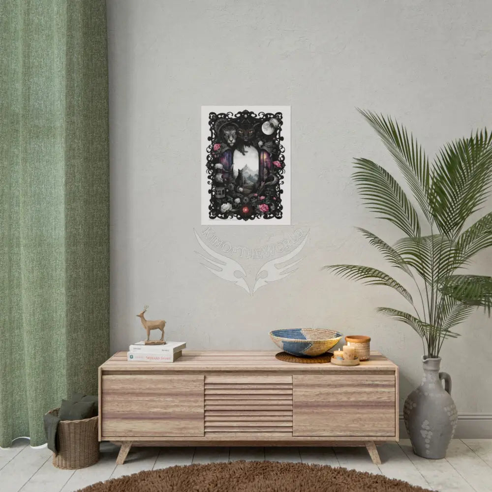 Trippy Surreal Gothic Cat Deco - Rolled Poster Poster
