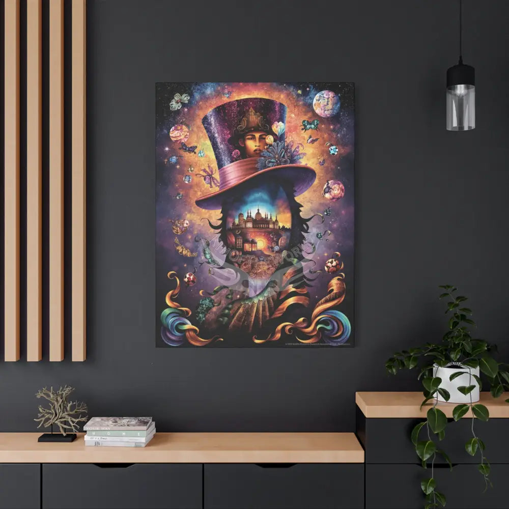 Trippy Top Hats Canvas Art — 3D Surreal Characters Matte Stretched Wall Decor Canvas
