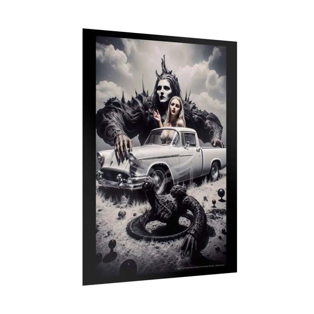 Trippy Weird Scene Giant Mystical Girl Women Retro Art Poster — Rolled Poster Poster