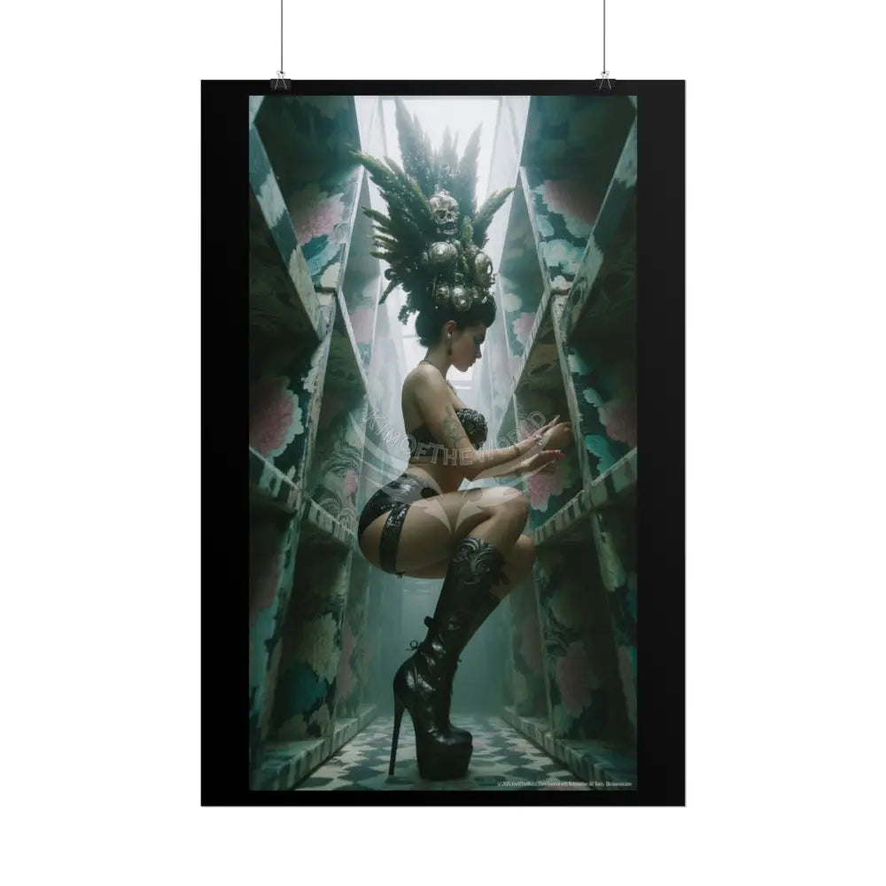 Ultra Giant Hair Skull Empowered Beauty Funky Hairstyle Sexy Woman Art Print - Fantasy Girls Poster Poster