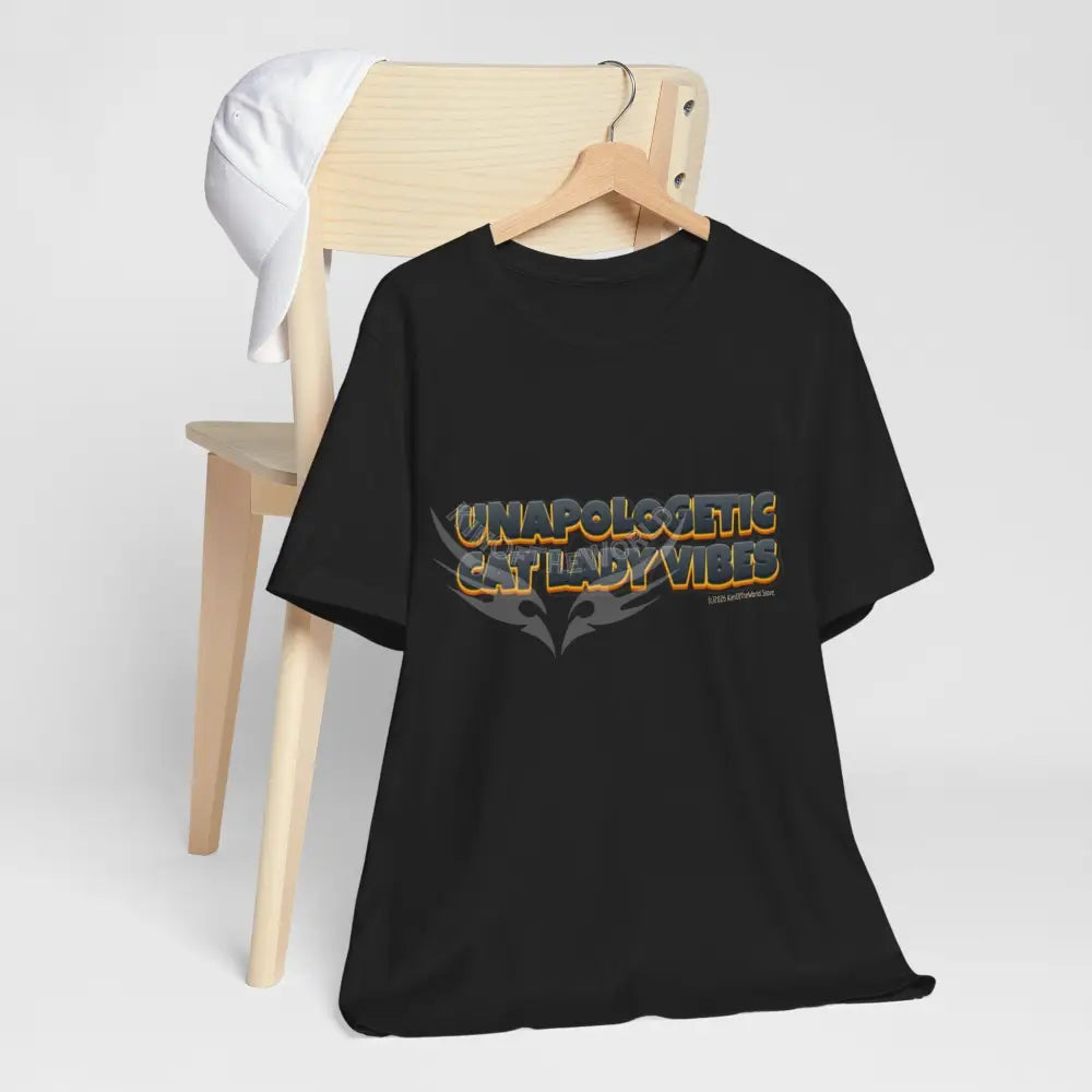 ’Unapologetic Cat Lady Vibes’ Bold Cat Lady Statement T-Shirt T-Shirt