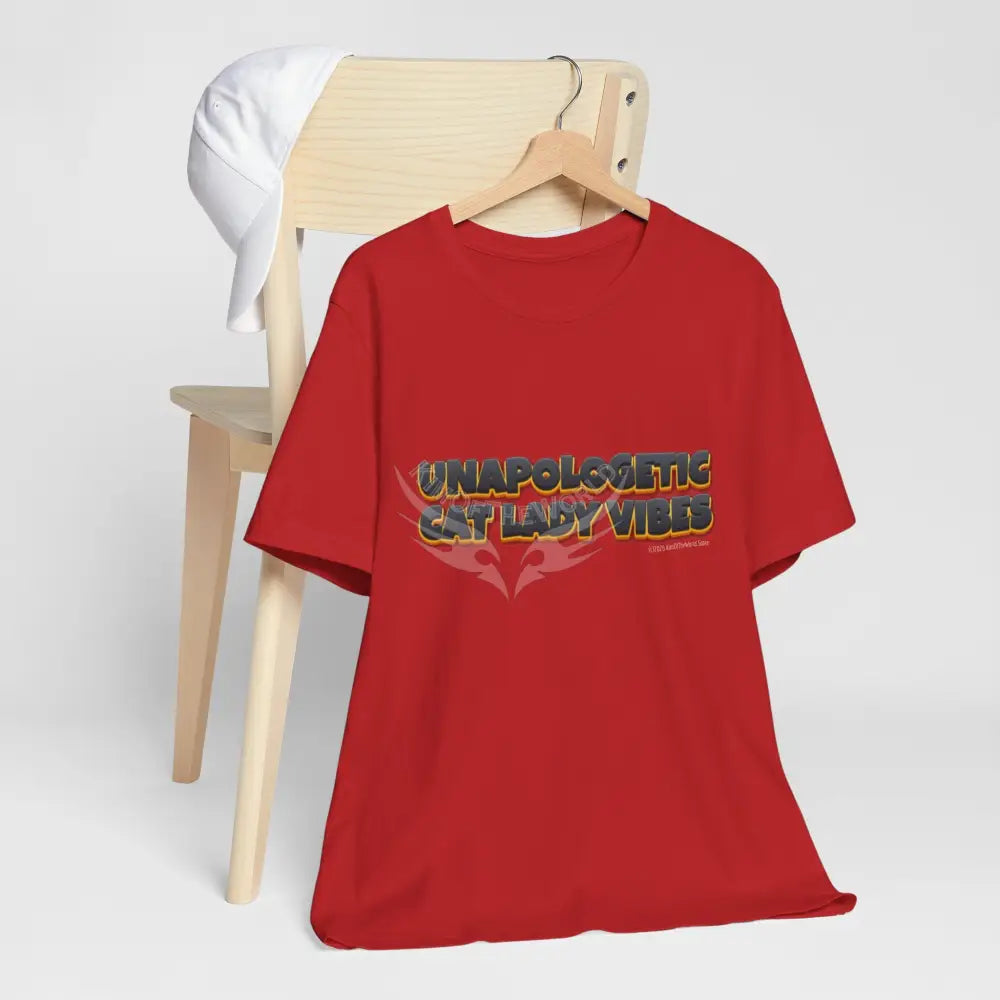 ’Unapologetic Cat Lady Vibes’ Bold Cat Lady Statement T-Shirt T-Shirt