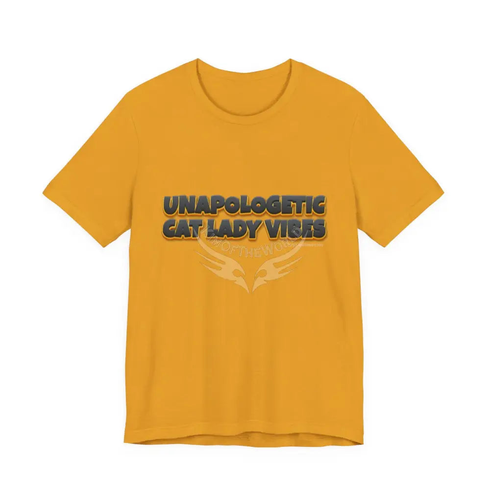 ’Unapologetic Cat Lady Vibes’ Bold Cat Lady Statement T-Shirt L / Mustard T-Shirt