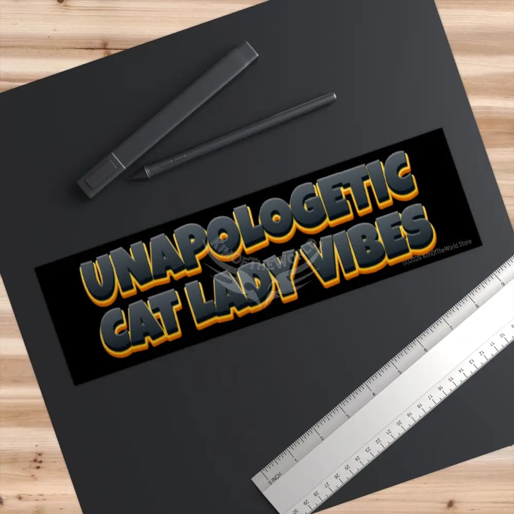 ’Unapologetic Cat Lady Vibes’ Bumper Sticker 11’’ × 3’’ / Rectangle / White Paper products