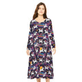 Unicorn Party on Black Wallpaper Print Dress – Women’s Long Sleeve AOP L All Over Prints
