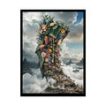 Unusual 3D Surreal Fantasy Gothic Wonderland Giant Floral Bootscape Art Poster — Exclusive Blender Diorama Rolled