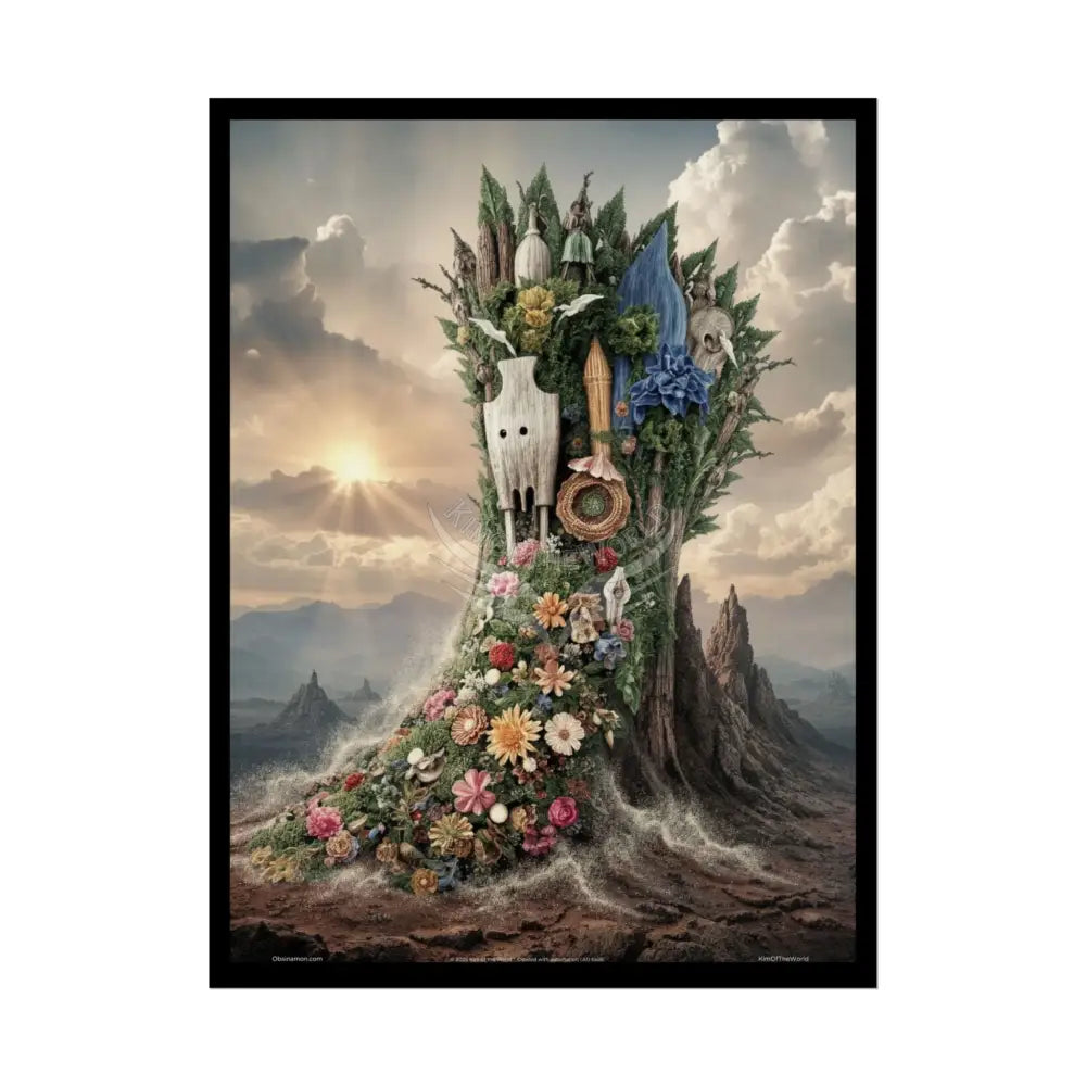 Unusual 3D Surreal Fantasy Gothic Wonderland Giant Floral Bootscape Art Poster — Exclusive Blender Diorama Rolled