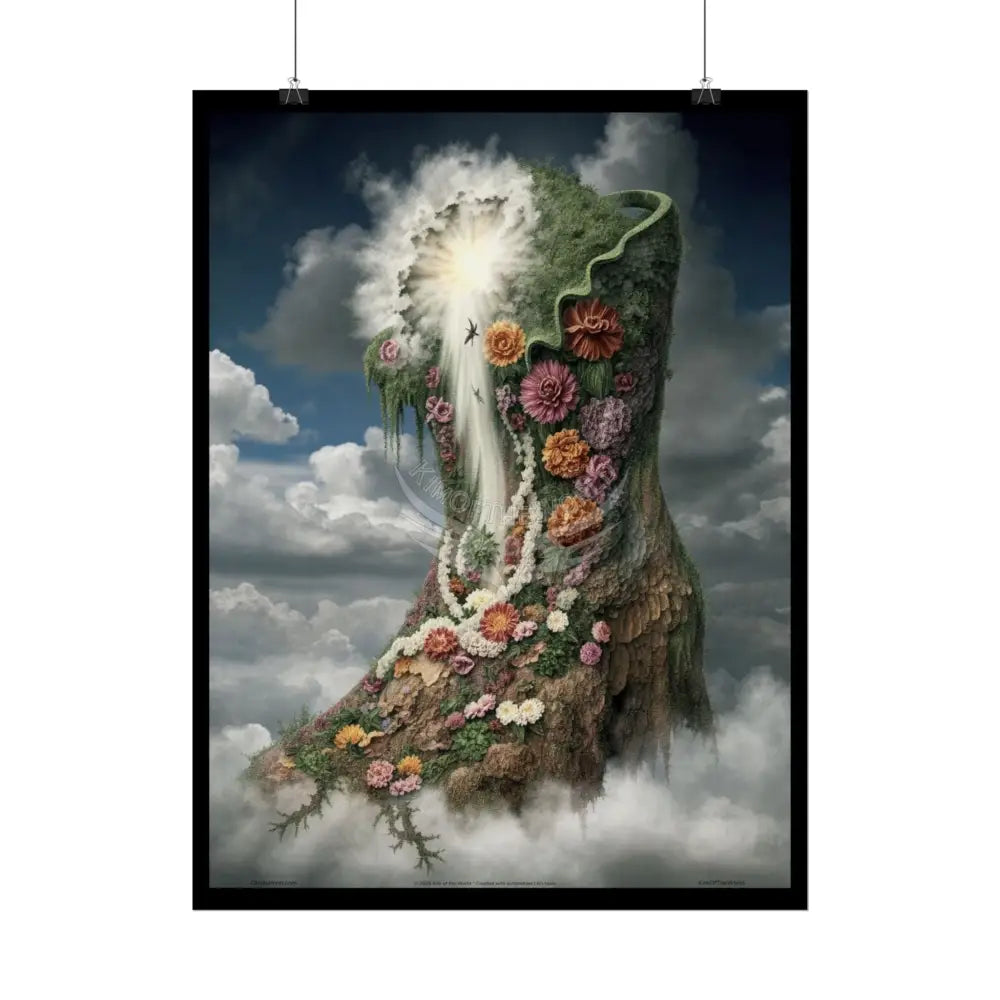 Unusual 3D Surreal Fantasy Gothic Wonderland Giant Floral Bootscape Art Poster — Exclusive Blender Diorama Rolled