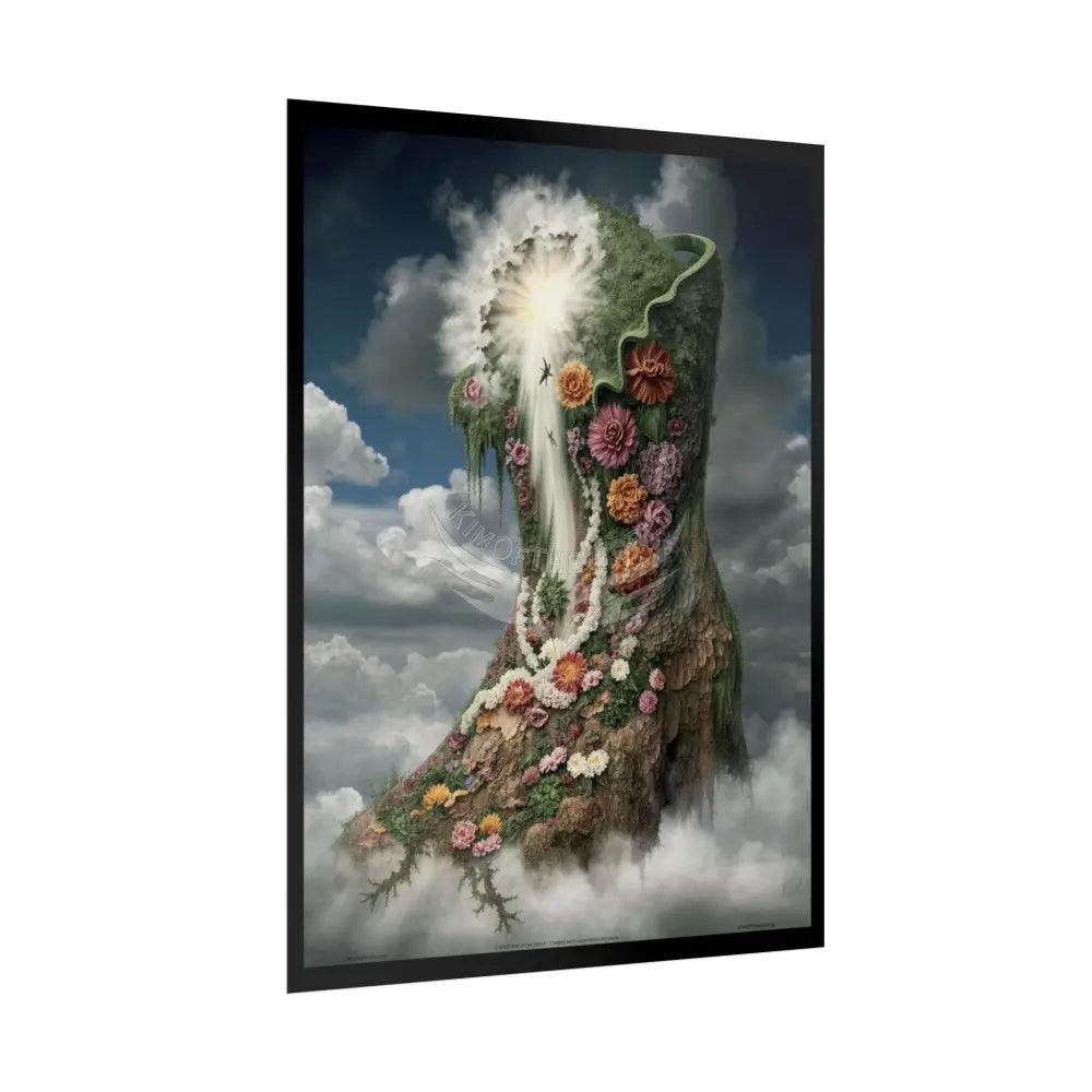 Unusual 3D Surreal Fantasy Gothic Wonderland Giant Floral Bootscape Art Poster — Exclusive Blender Diorama Rolled