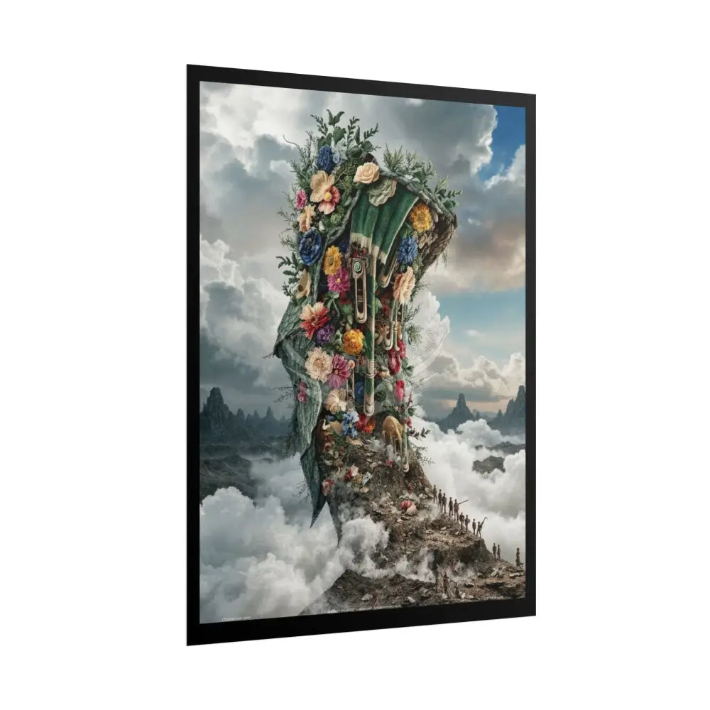 Unusual 3D Surreal Fantasy Gothic Wonderland Giant Floral Bootscape Art Poster — Exclusive Blender Diorama Rolled