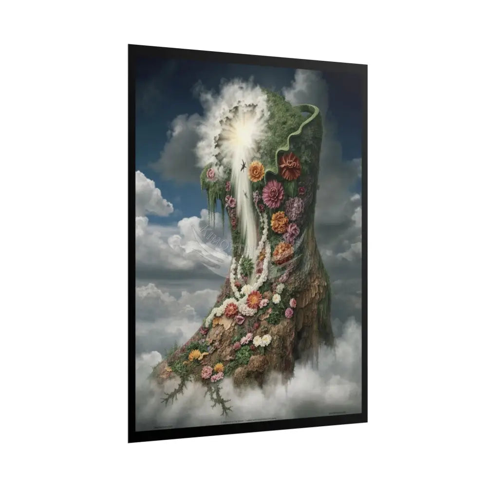 Unusual 3D Surreal Fantasy Gothic Wonderland Giant Floral Bootscape Art Poster — Exclusive Blender Diorama Rolled