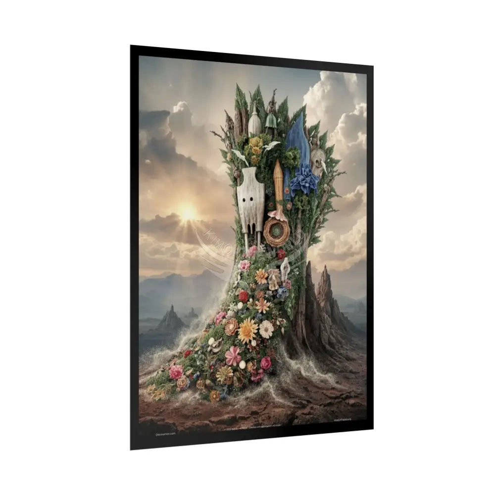 Unusual 3D Surreal Fantasy Gothic Wonderland Giant Floral Bootscape Art Poster — Exclusive Blender Diorama Rolled