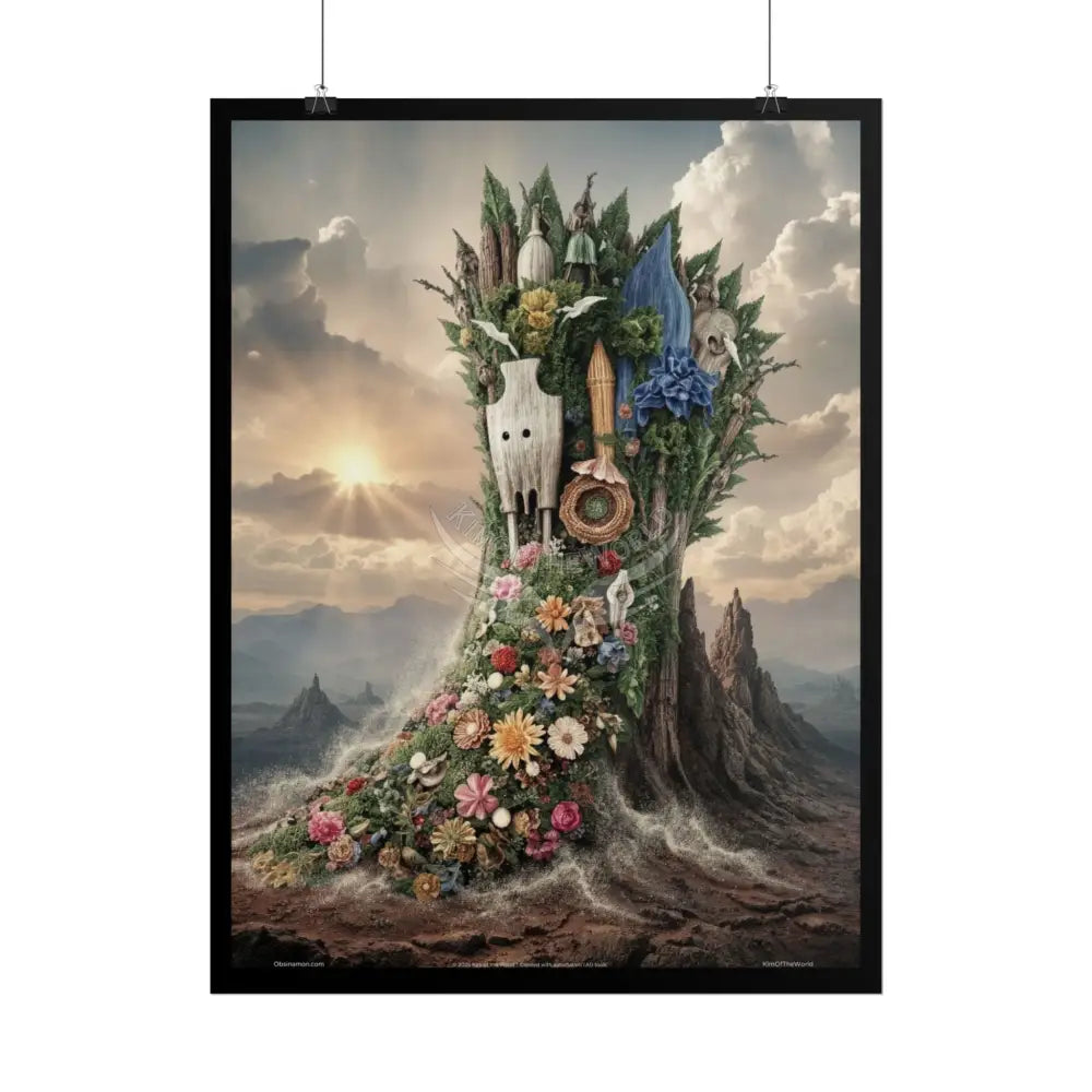Unusual 3D Surreal Fantasy Gothic Wonderland Giant Floral Bootscape Art Poster — Exclusive Blender Diorama Rolled
