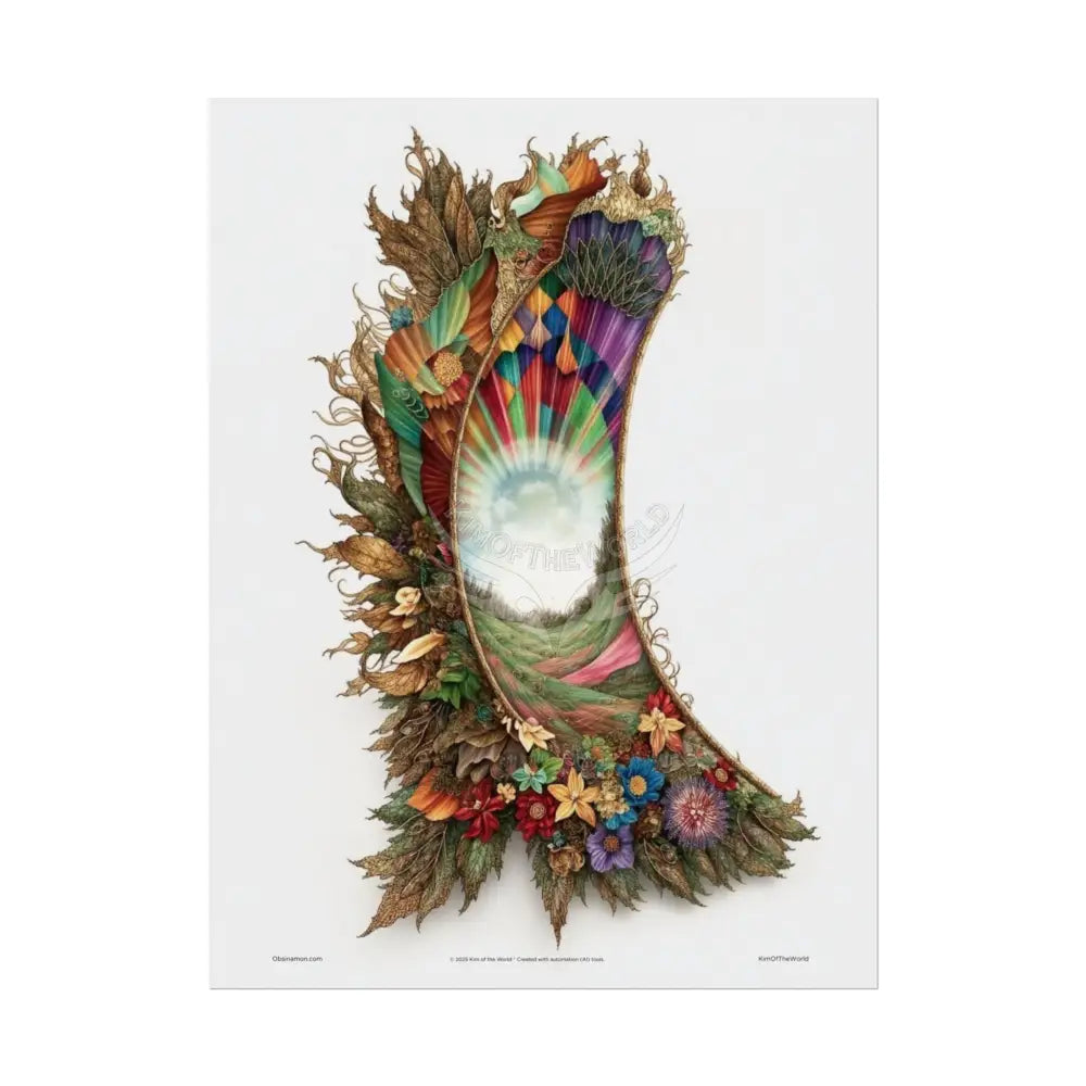 Unusual 3D Surreal Fantasy Gothic Wonderland Giant Floral Bootscape Mirror Landscape Art Poster — Exclusive Blender