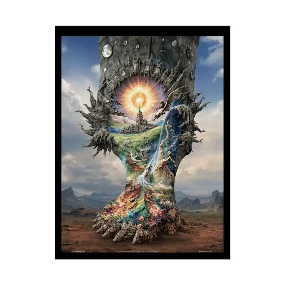 Unusual 3D Surreal Fantasy Gothic Wonderland Giant Floral Bootscape Mirror Landscape Art Poster — Exclusive Blender