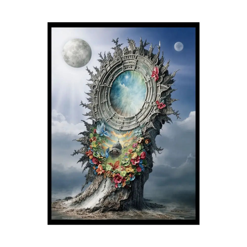 Unusual 3D Surreal Fantasy Gothic Wonderland Giant Floral Bootscape Mirror Landscape Art Poster — Exclusive Blender