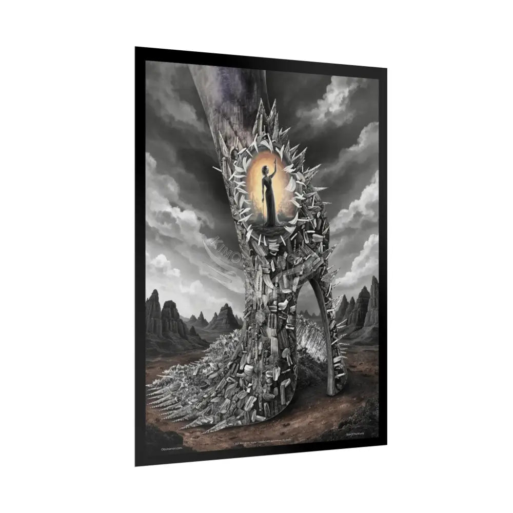 Unusual 3D Surreal Fantasy Gothic Wonderland Giant Floral Bootscape Mirror Landscape Art Poster — Exclusive Blender