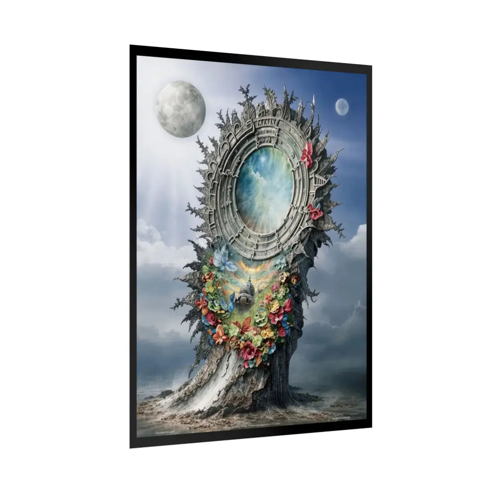 Unusual 3D Surreal Fantasy Gothic Wonderland Giant Floral Bootscape Mirror Landscape Art Poster — Exclusive Blender