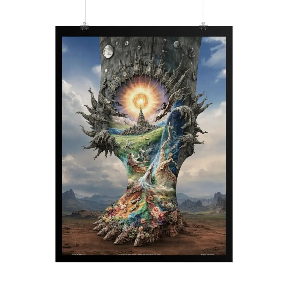 Unusual 3D Surreal Fantasy Gothic Wonderland Giant Floral Bootscape Mirror Landscape Art Poster — Exclusive Blender