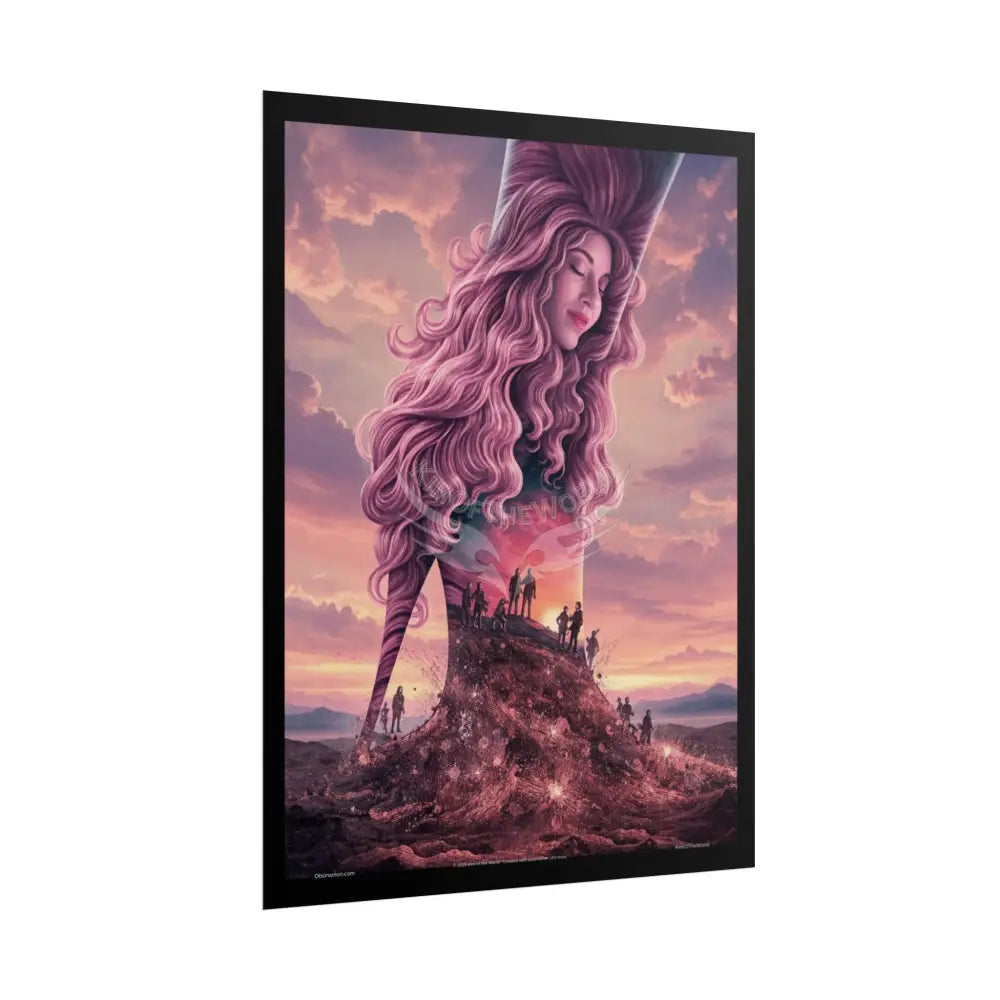 Unusual 3D Surreal Fantasy Gothic Wonderland Giant Lady Floral Bootscape Mirror Landscape Art Poster — Exclusive